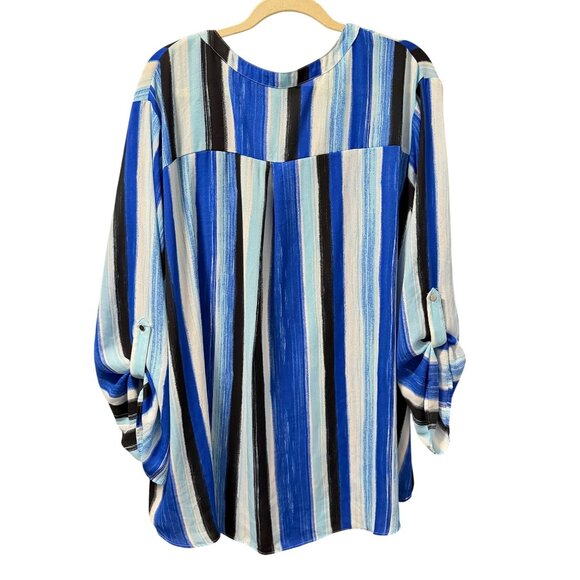 Cato Womens Blue/Black Striped Blouse Size 26/28W Polyester blouse - Picture 11 of 12